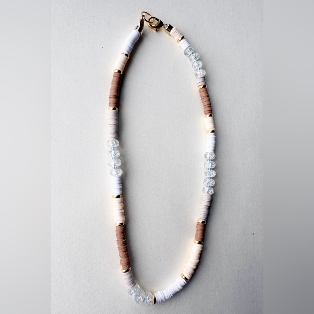 Brown and White Beaded Necklace